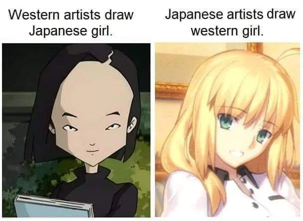 Japanese Girl Drawn by a Western Girl Drawn by a Japanese Girl