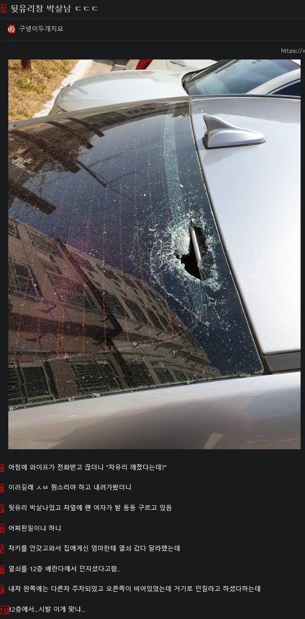 Suddenly, the rear window of the car was smashed