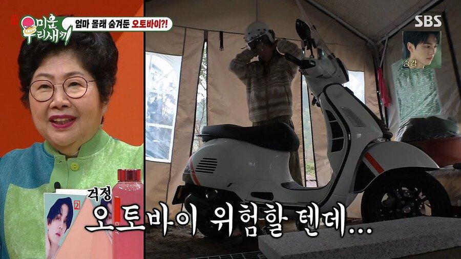 How is Han Hyejin's mom doing when she saw her daughter riding a motorcycle