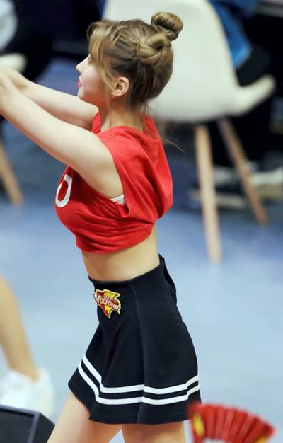 (SOUND)Jeon Eunbi cheerleader Pucca hair cropped sleeveless