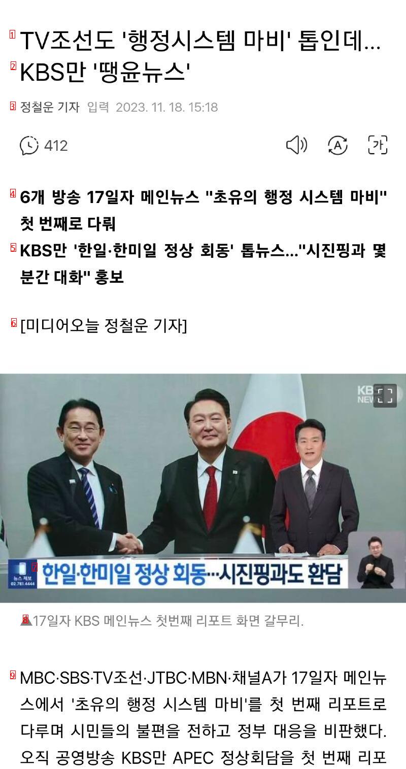 TV Chosun is also top of the paralysis of the administrative system...Only KBS, TANGYUN News