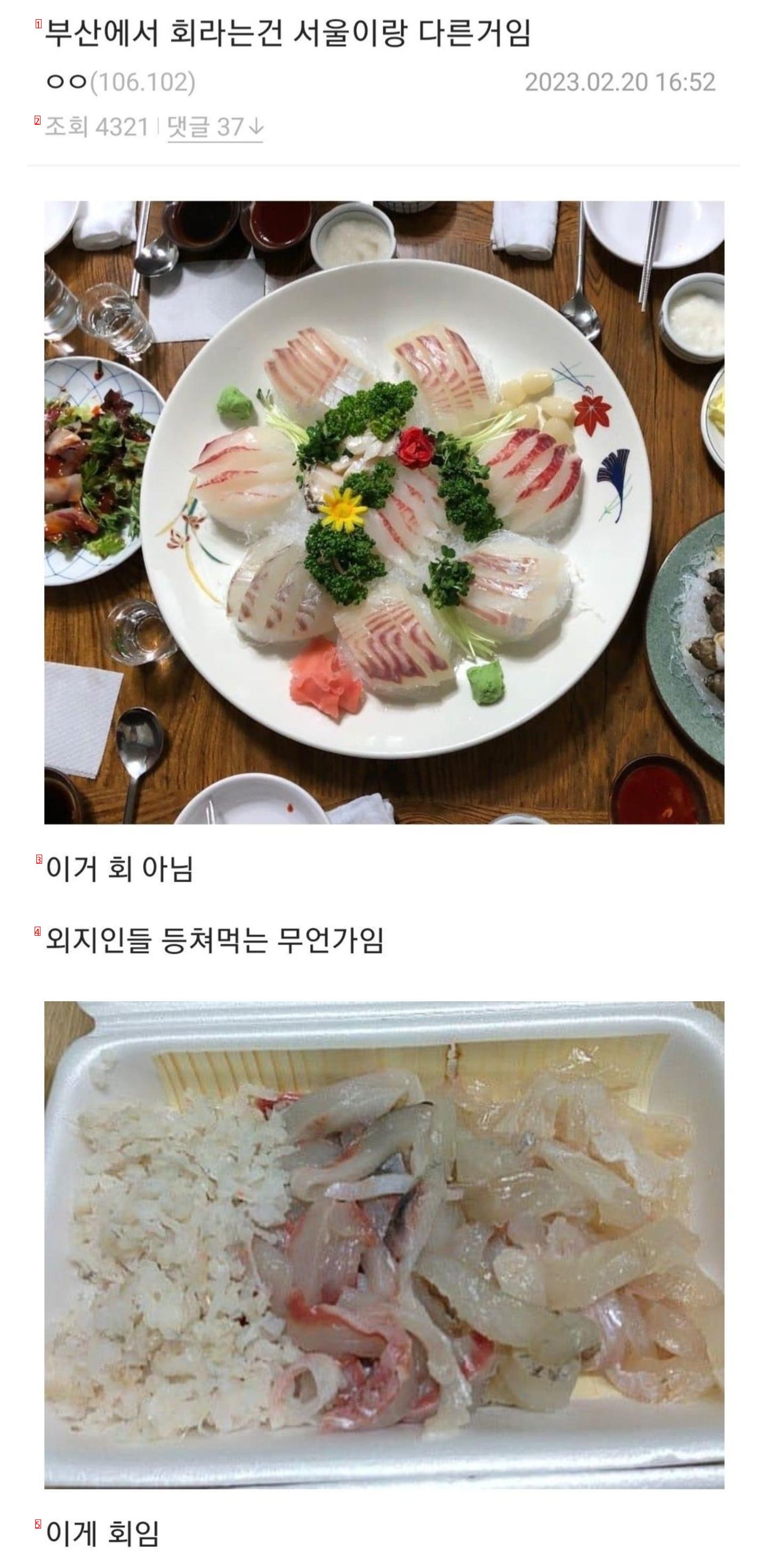 In Busan, sashimi is different from Seoul