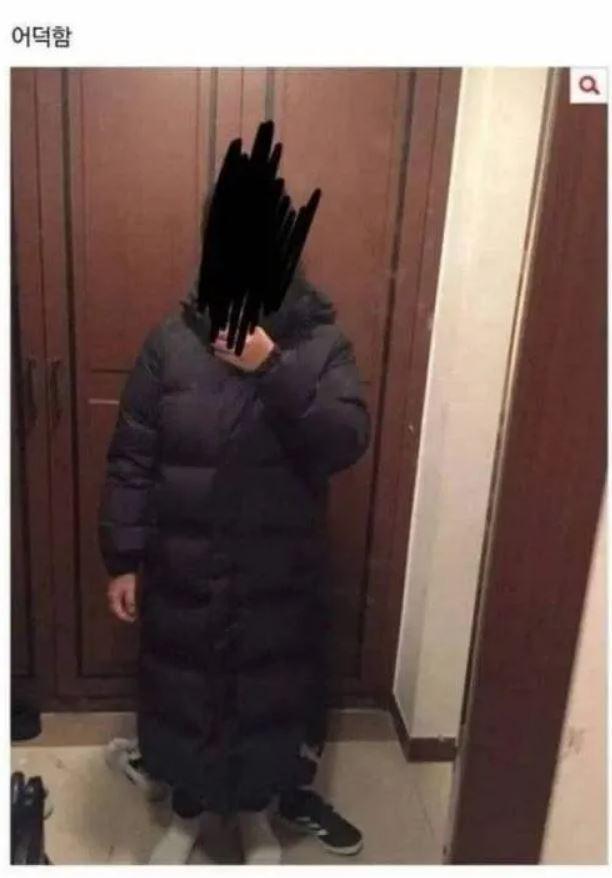 155 cm woman who was flustered with her first long padded jacket
