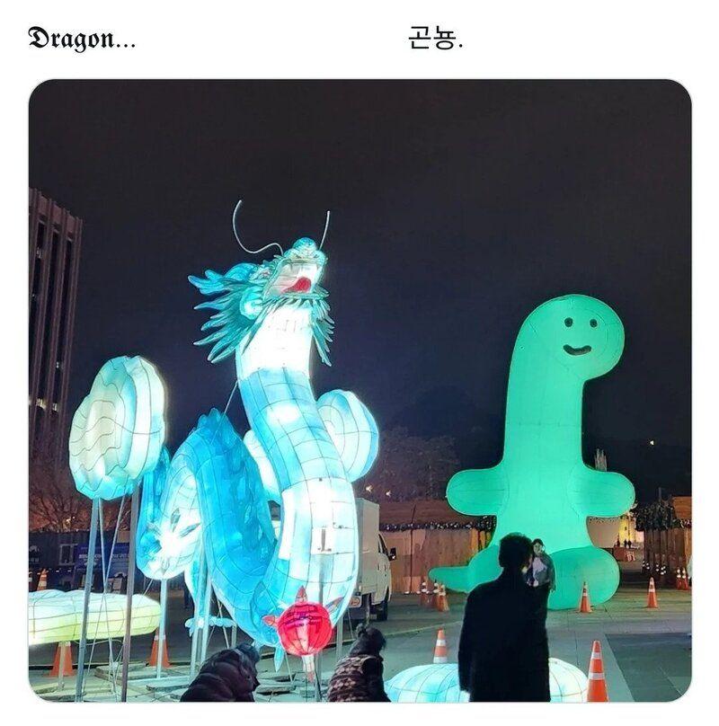 Two dragons arrived in the middle of the city