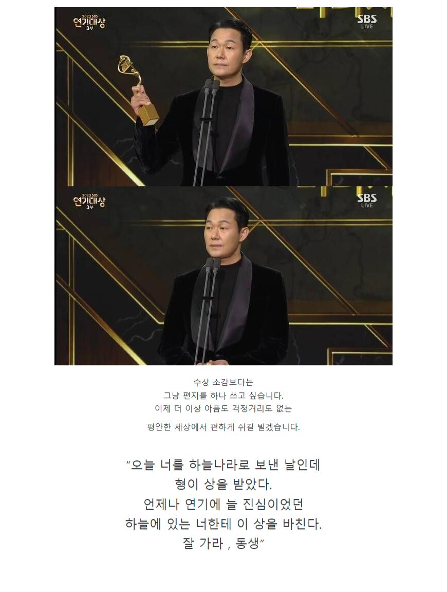 (SOUND)Park Sung-woong's acceptance speech at SBS Drama Awards