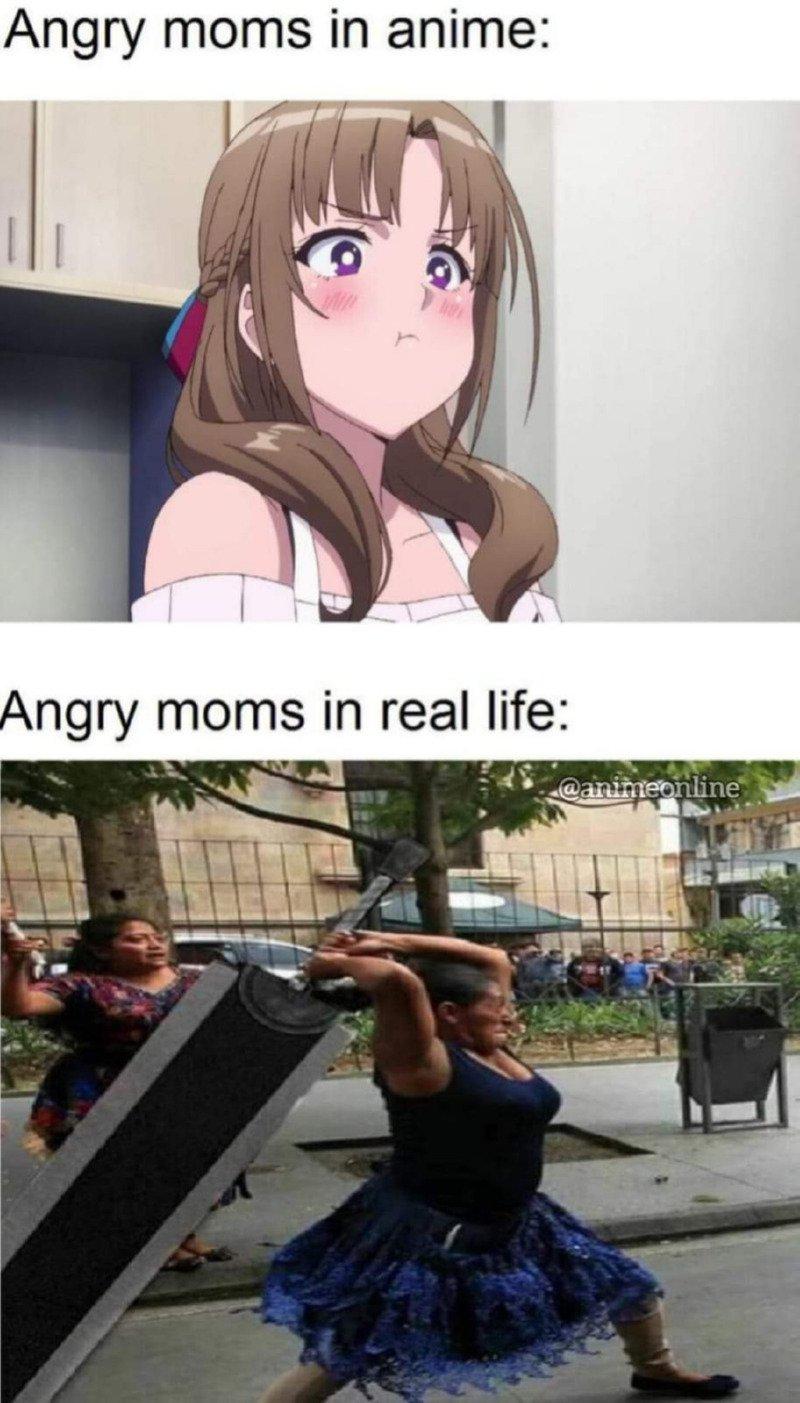 The difference between animation and reality when mom is angry