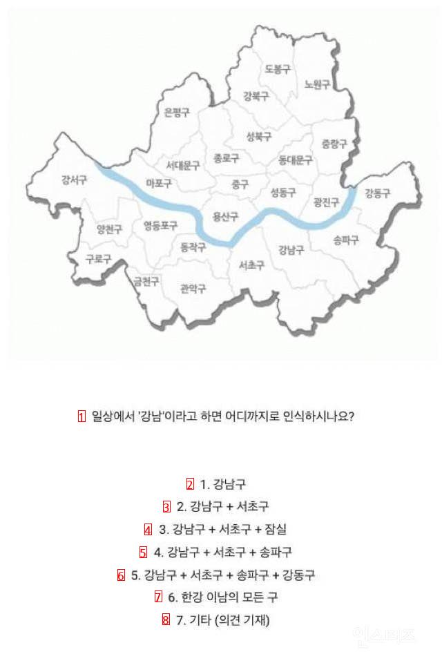 the range of Gangnam, where everyone has different opinions