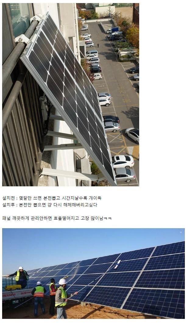 Before and after the installation of Taeyoung Light Power Generation for Home Use