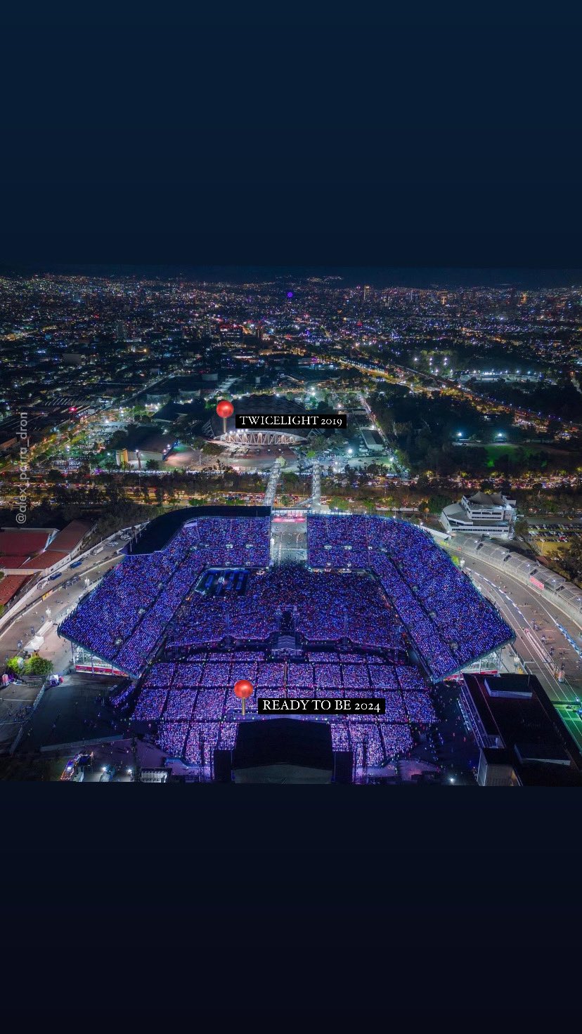 A drone shot of TWICE's concert that filled the stadium in Mexico