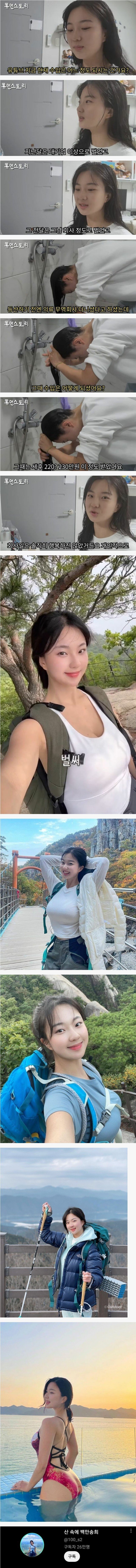 Glamor mountaineering YouTuber Baek Man Song-hee’s income level