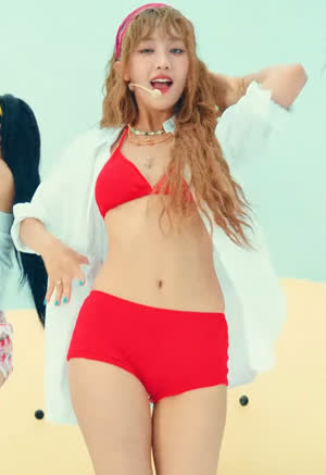 (SOUND)Girls Minnie red bikini slender body slim waist belly button