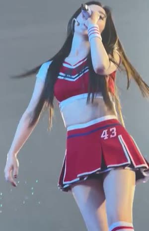 (SOUND)Cheerleader costume Red Velvet Irene short skirt black underpants overknee socks