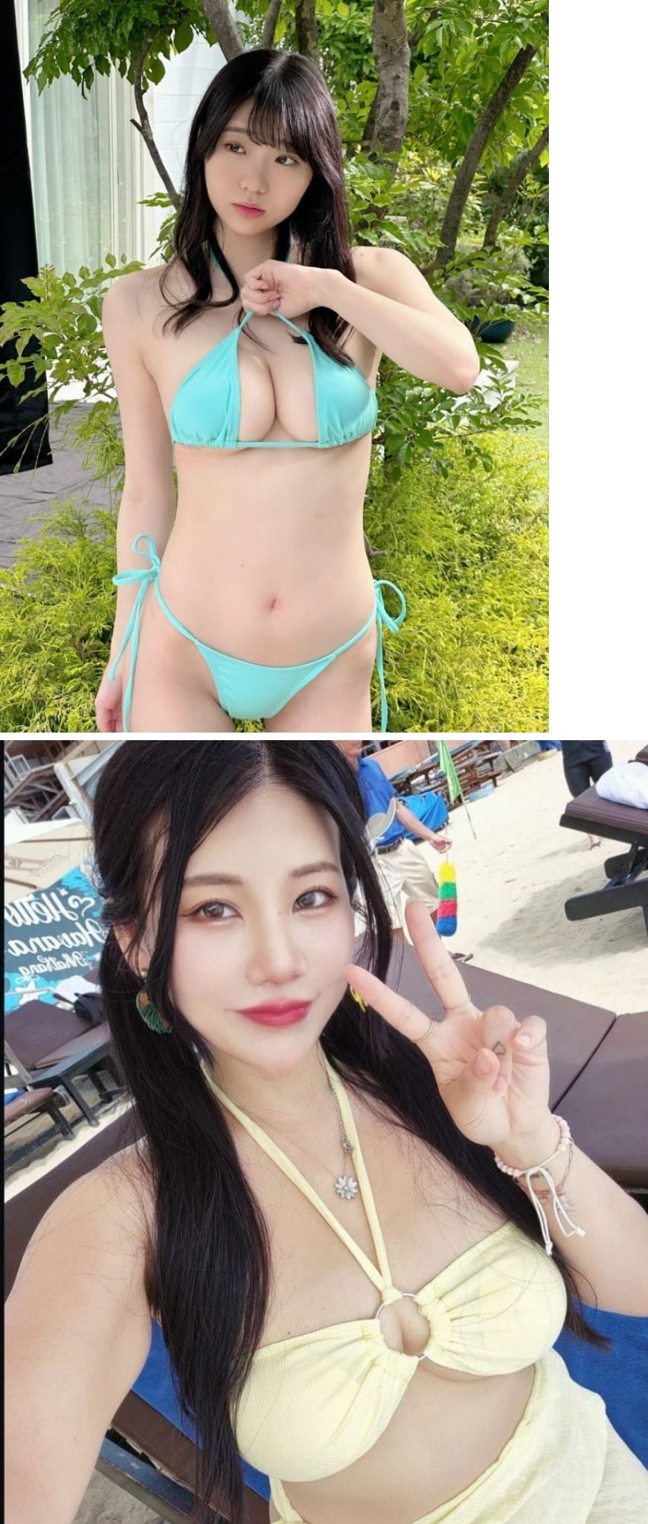 Bikini girl with cute face vs bikini girl with sexy face