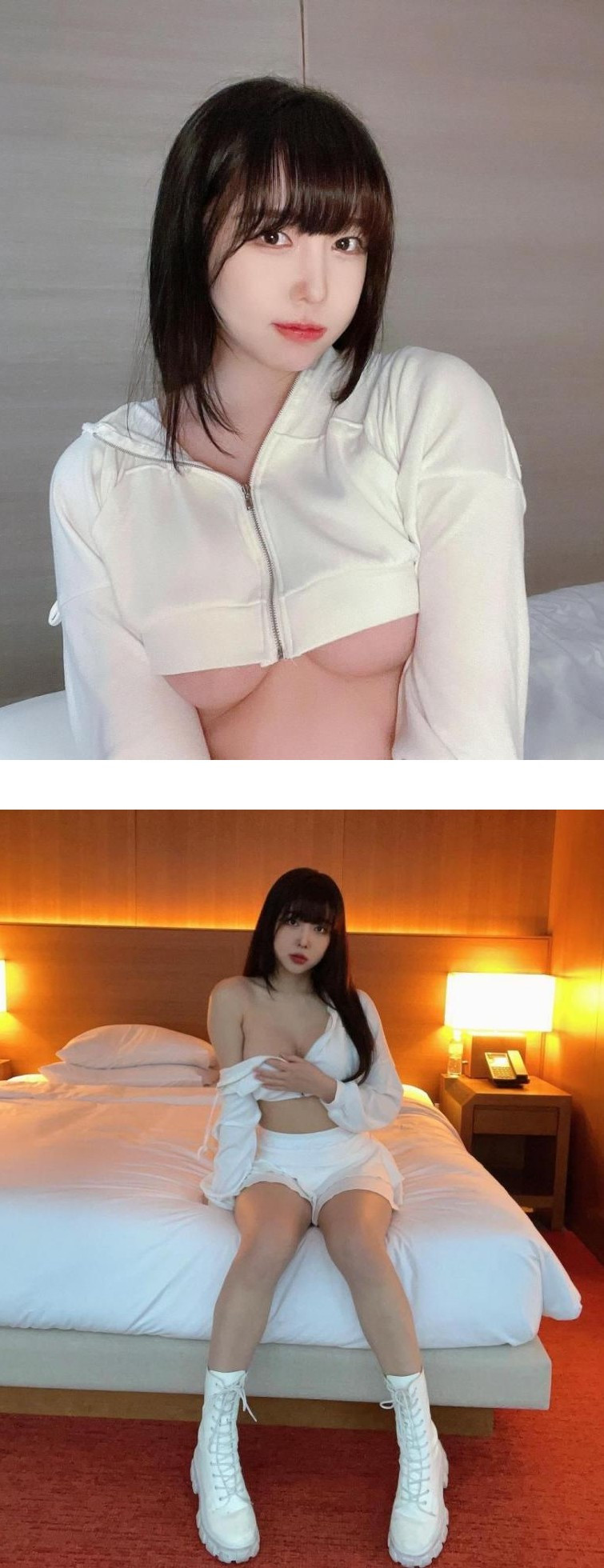 Park Ha-ak's underboob exposed crop hood + black string bikini buttocks