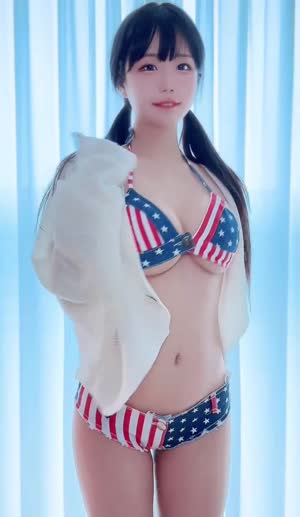 (SOUND)Peekpikki bj edirin stars and stripes bra hot pants