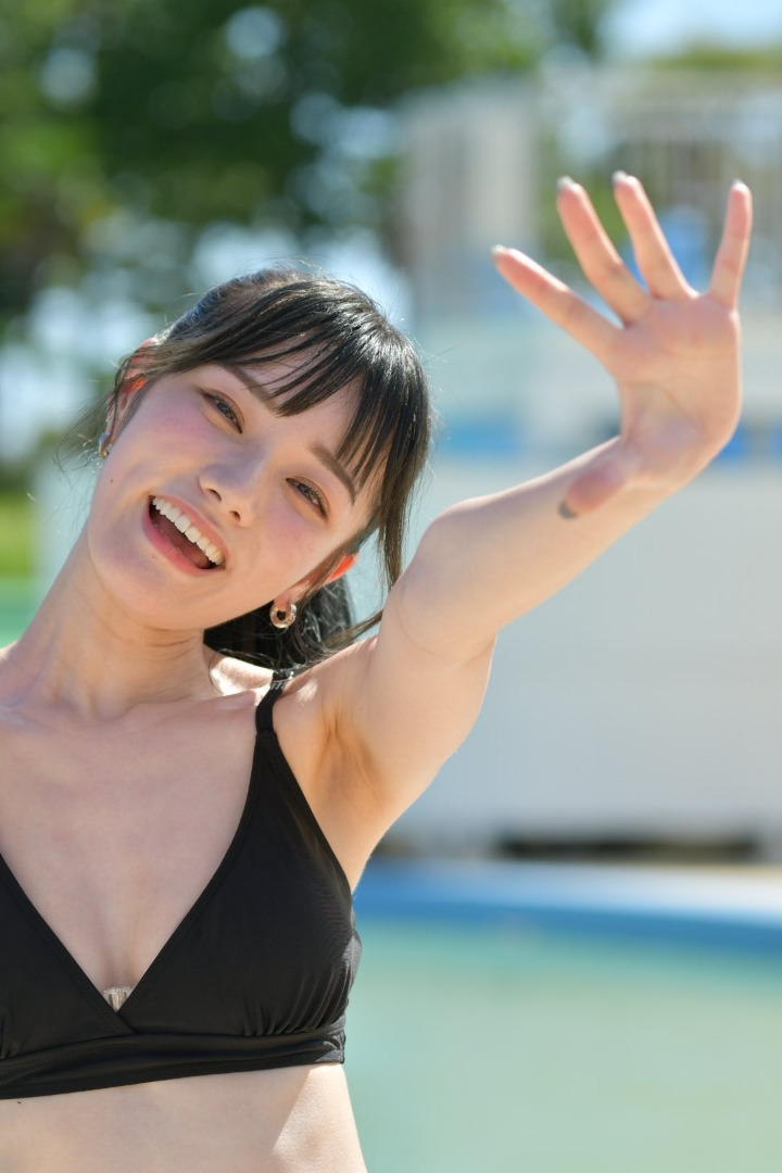 Rena Miyashita in a black bikini