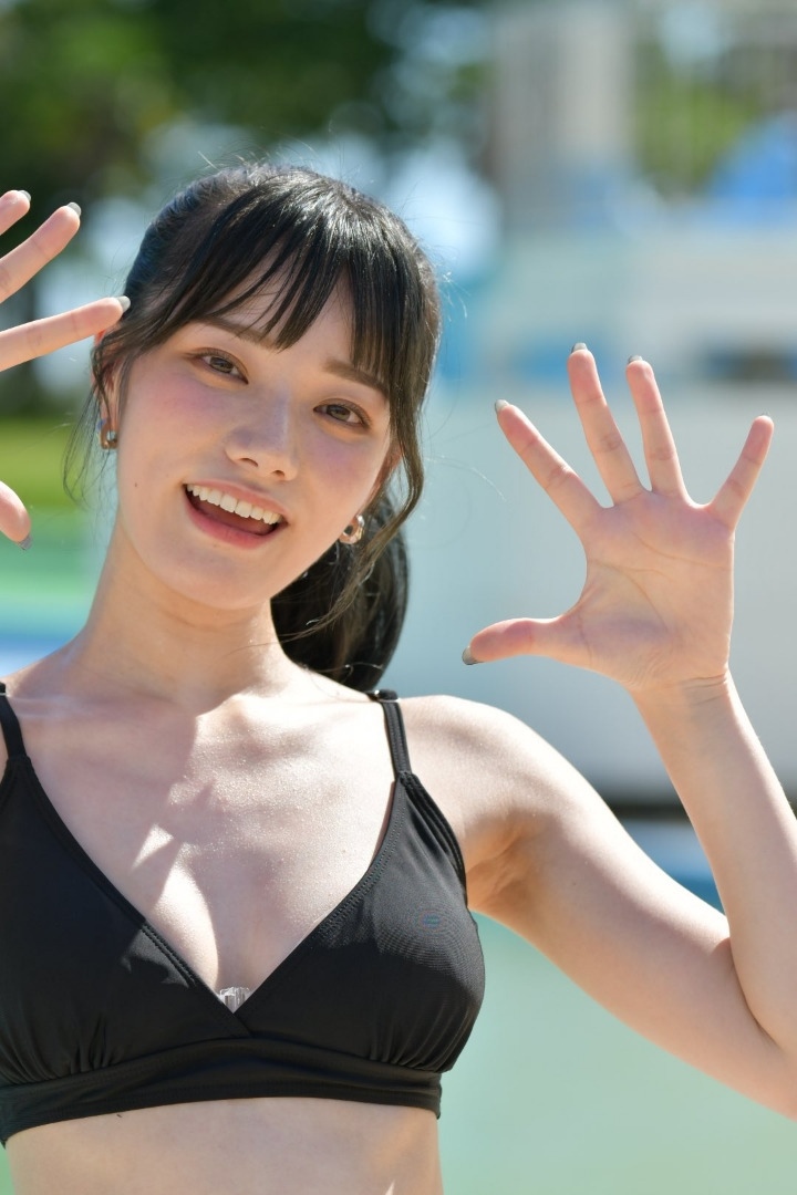 Rena Miyashita in a black bikini