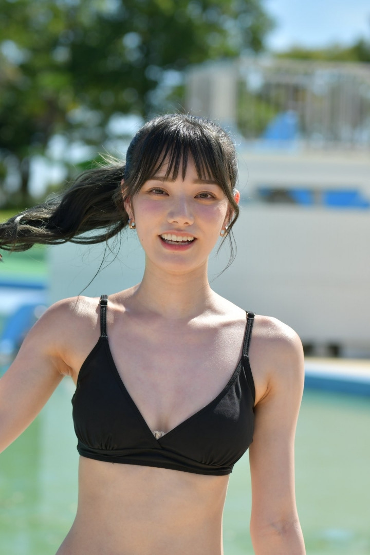 Rena Miyashita in a black bikini