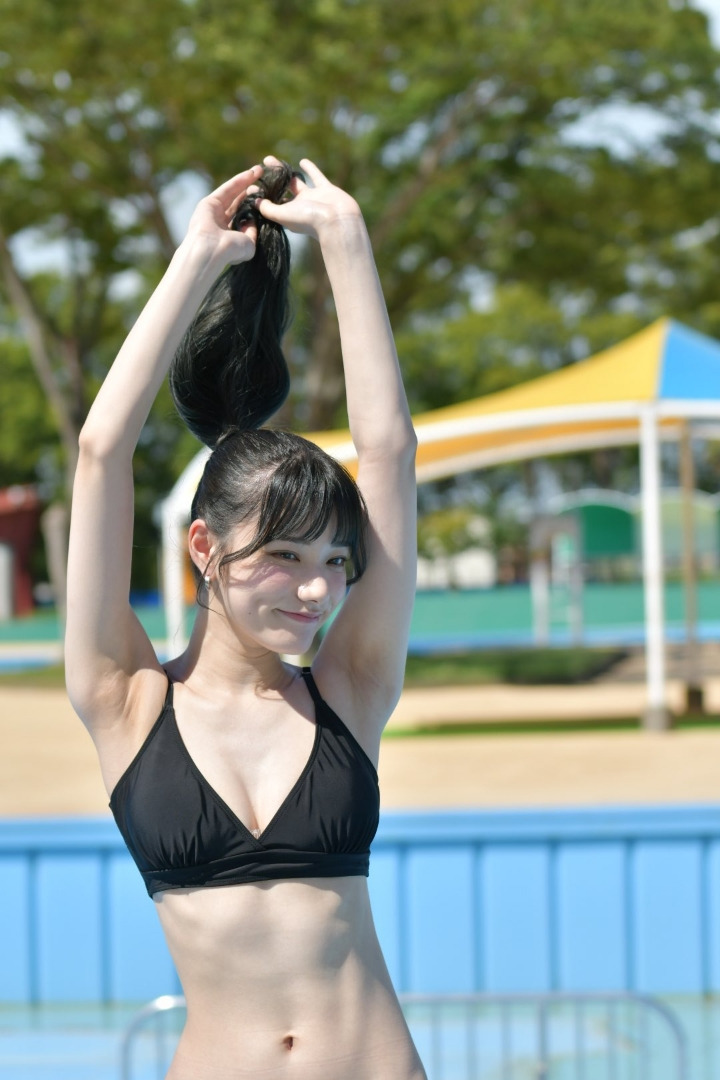 Rena Miyashita in a black bikini